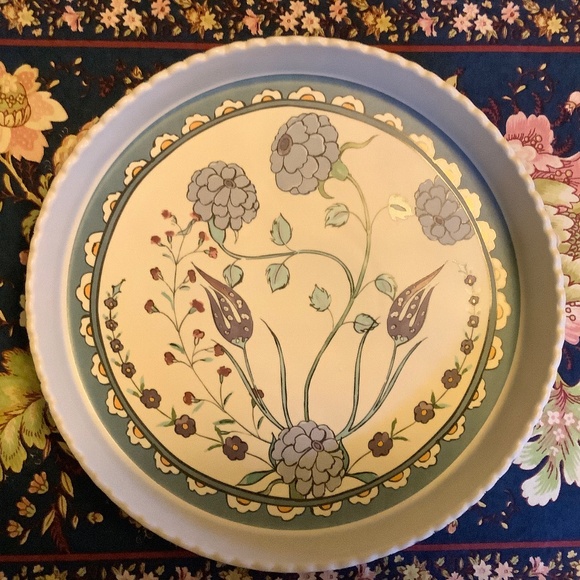 Anthropologie Turkuaz Kitchen Posy Pie Plate - Picture 1 of 2